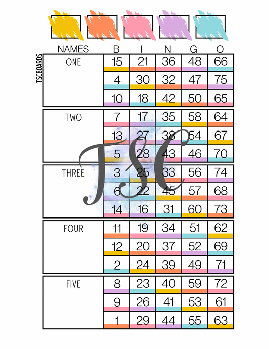 Advancing Rainbow Block Main Bingo Board 1-75 Ball