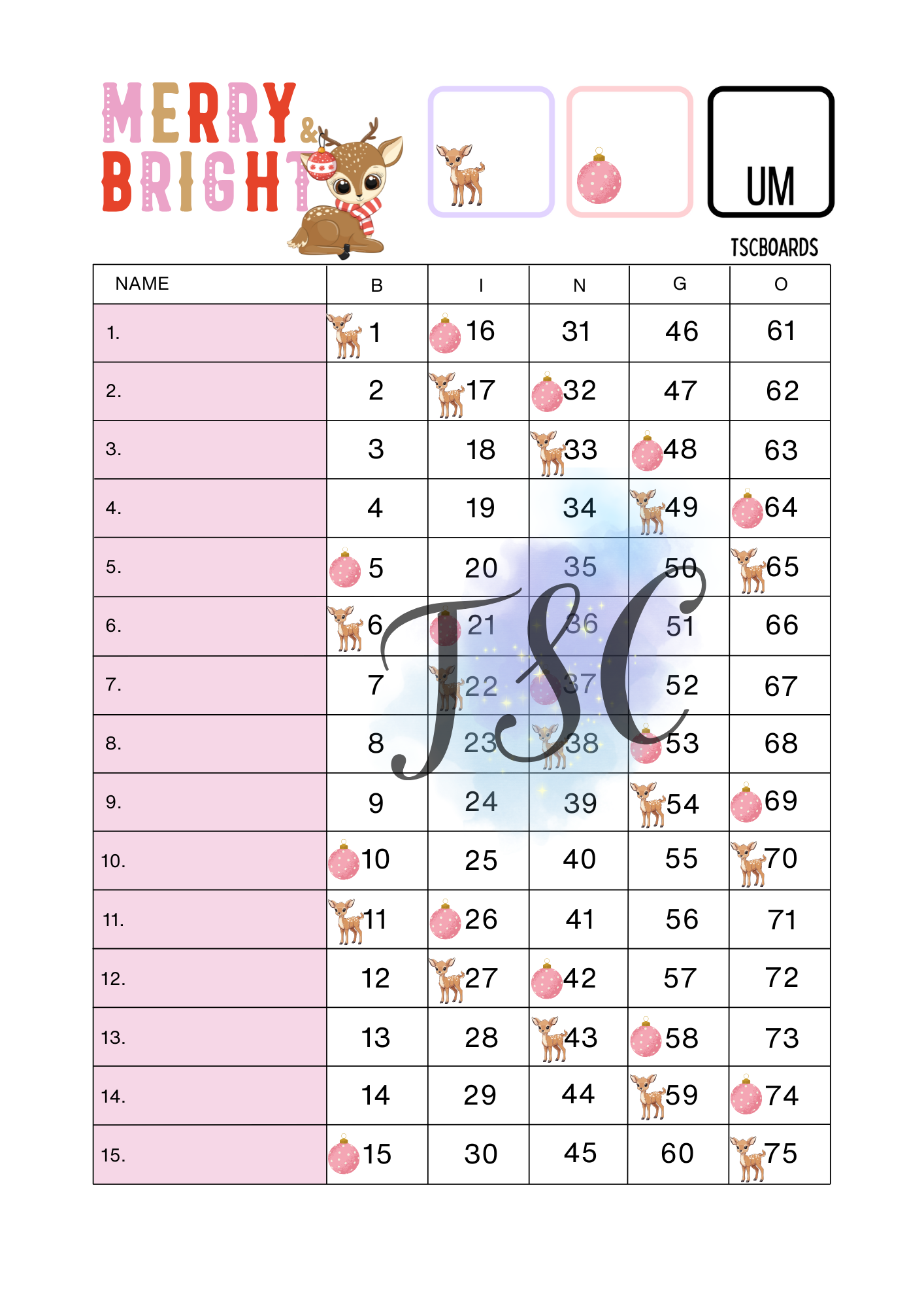 Merry Bright Houdini Board 1-75 Ball