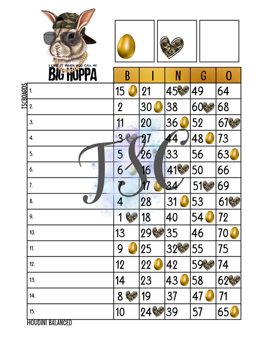 Big Hoppa Bingo Board 1-75 Ball