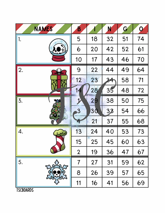 Creepmas Block Bingo Board 1-75 Ball