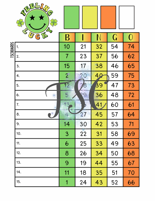 Feeling Lucky Bingo Board 1-75 Ball