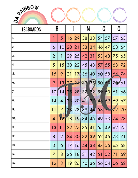 Double Action Rainbow Bingo Board 1-75 Ball