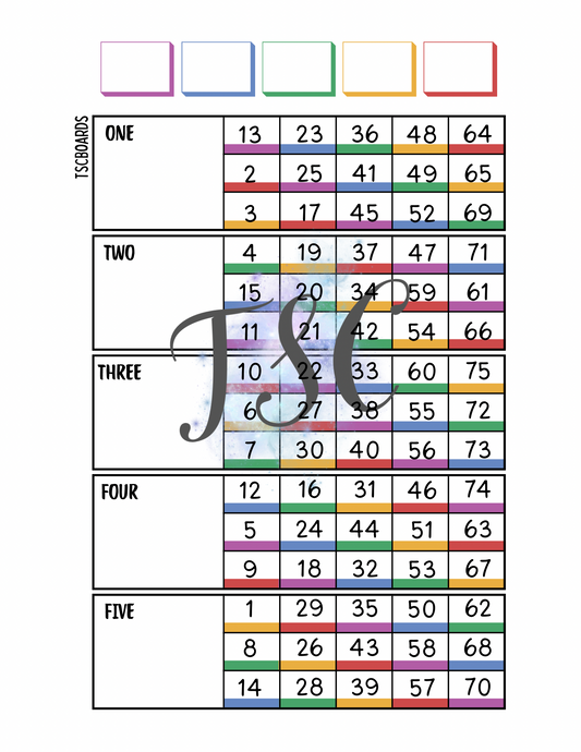 Advancing Blocks Main Bingo Board 1-75 Ball