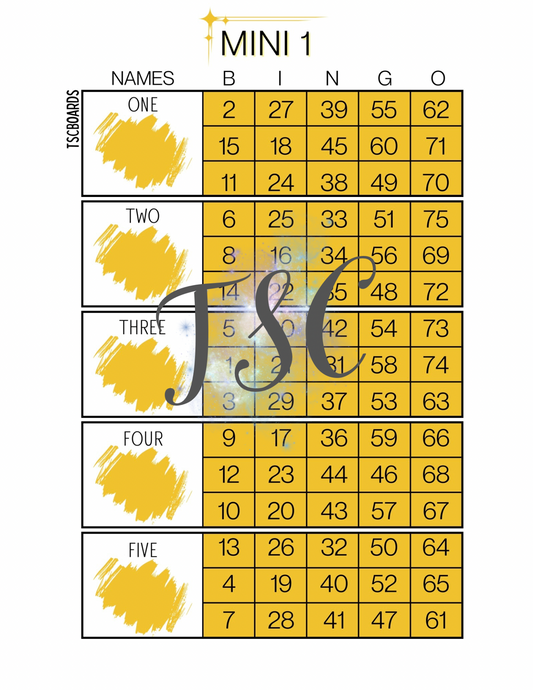 Mini 1 Block Bingo Board 1-75 Ball