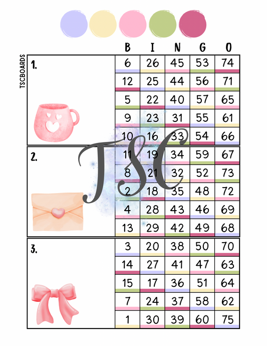 Valentine Mega Block Bingo Board 1-75 Ball