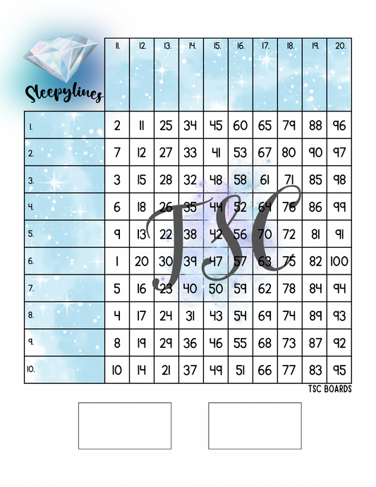 Sleepylines Grid 1-100 Ball
