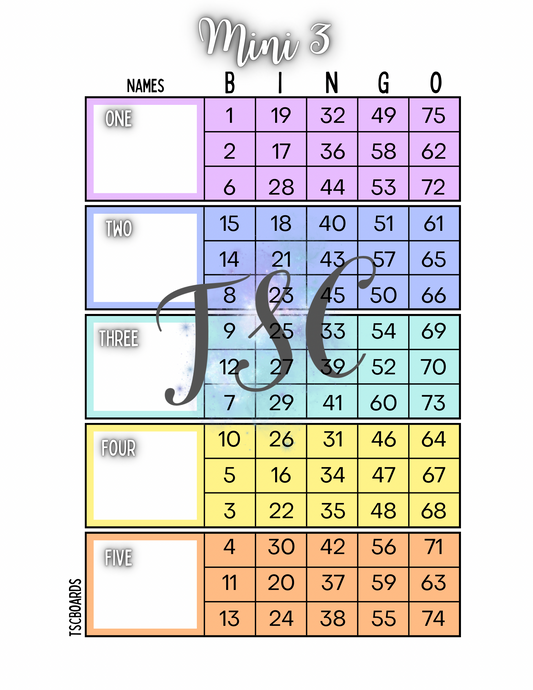 Mini 3 Block Bingo Board 1-75 Ball