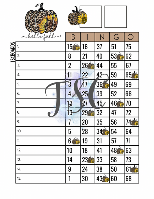 Hello Fall Bingo Board 1-75 Ball