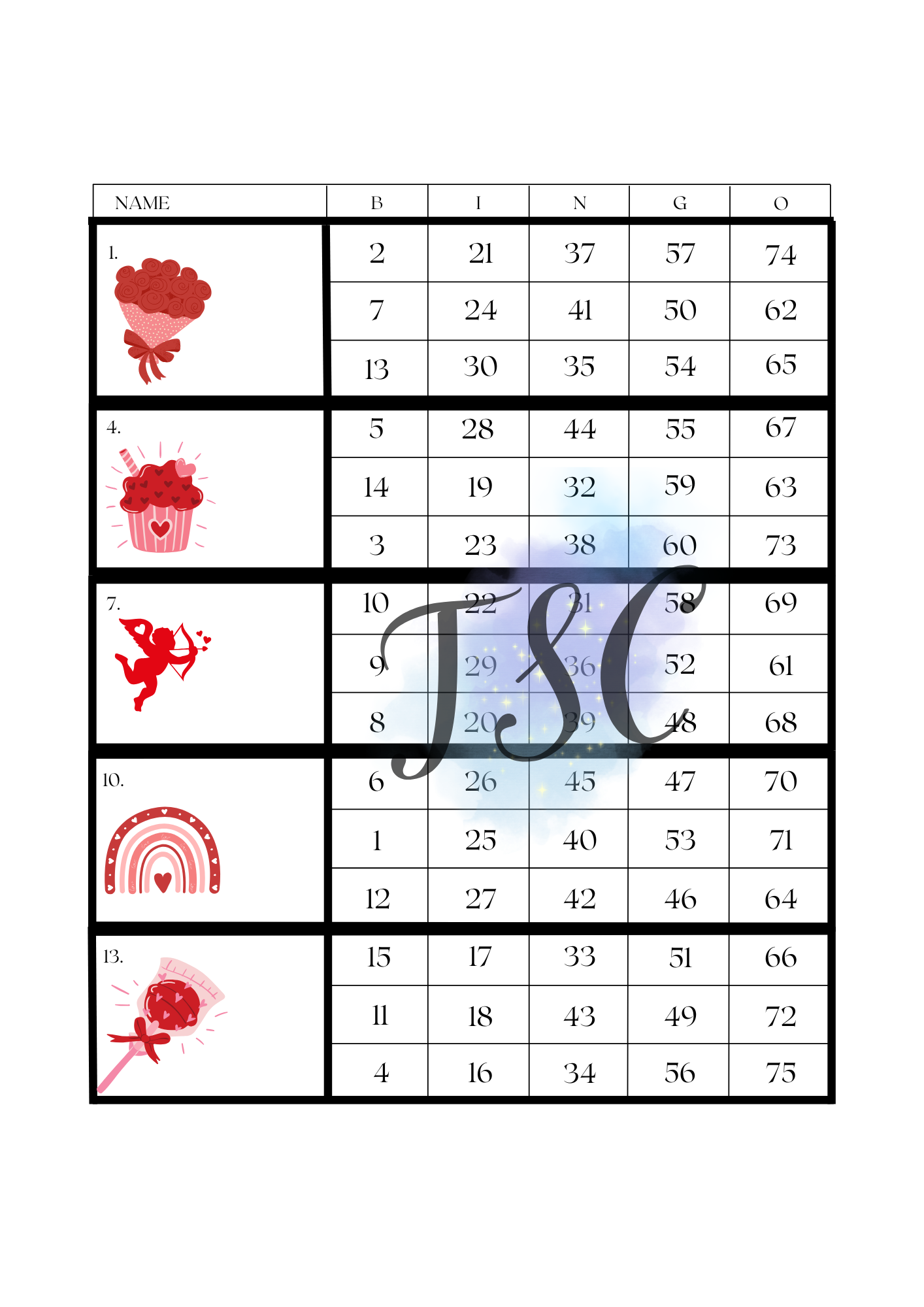 Black & Red Valentines Blocks 1-75 Ball