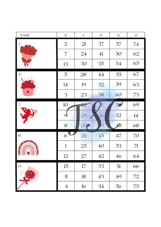 Black & Red Valentines Blocks 1-75 Ball