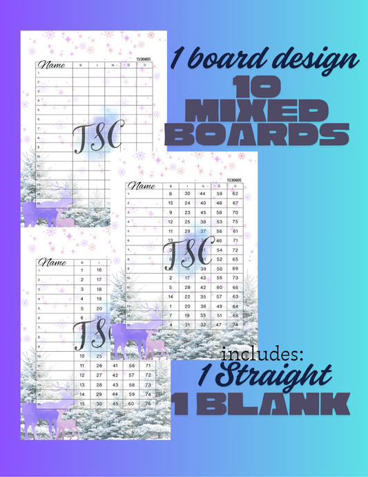 Christmas Bundle PINK 10 Mixed Bingo Boards 1-75 Ball