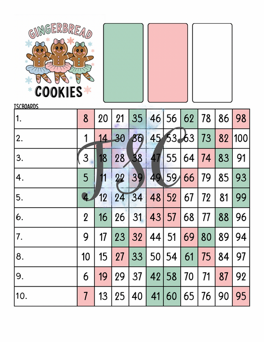 Gingerbread Cookies Bingo Board 1-100 Ball