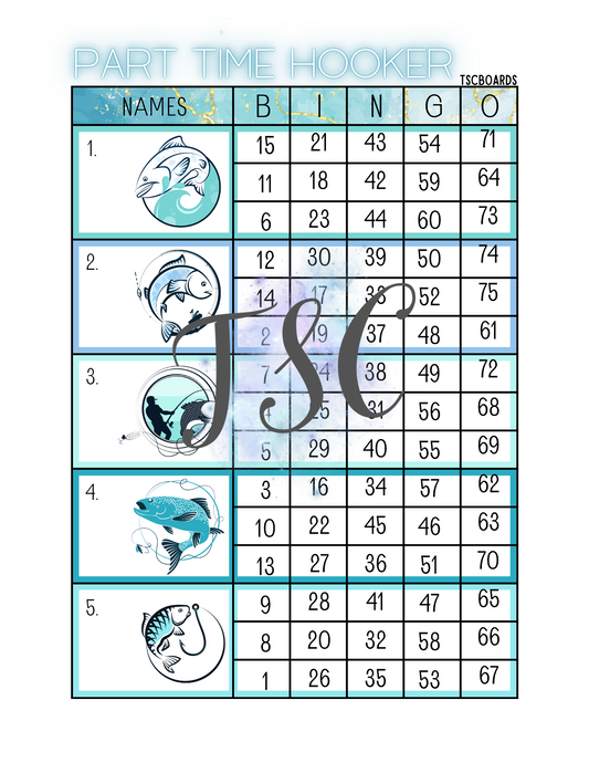 Part Time Hooker Block Bingo Board 1-75 Ball