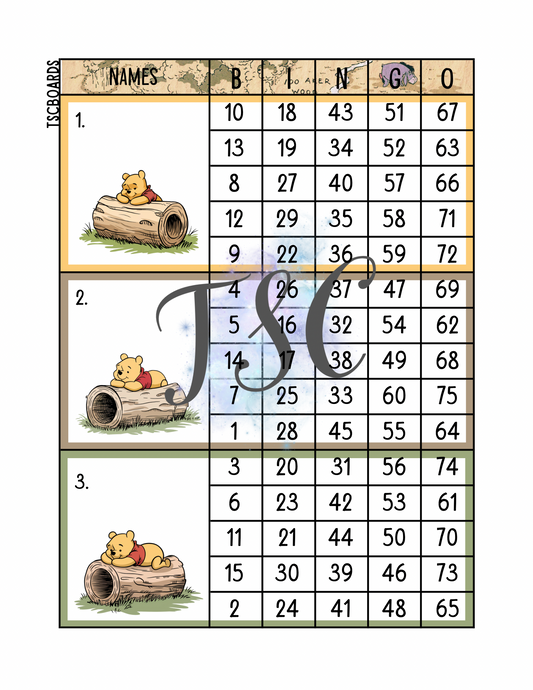 Pooh Mega Block Bingo Board 1-75 Ball