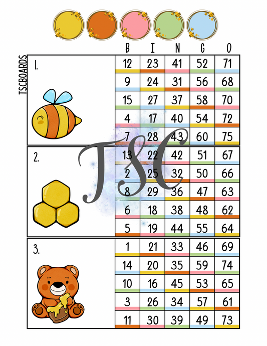 Honey Main Mega Block Bingo Board 1-75 Ball