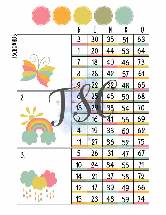 Rainbow Main Mega Block Bingo Board 1-75 Ball