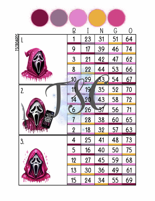 Glitter Ghostface Main Mega Block Bingo Board 1-75 Ball