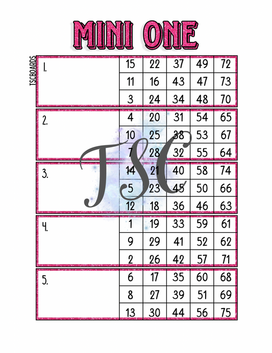 Glitter Ghostface Mini 1 Block Bingo Board 1-75 Ball