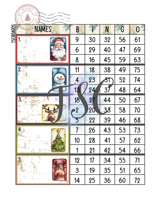 Dear Santa Block Bingo Board 1-75 Ball