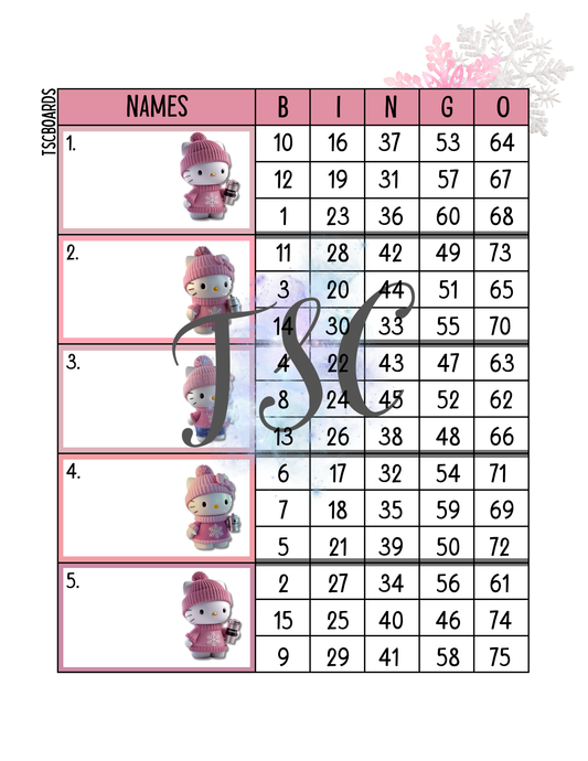 Hello Kitty Block Bingo Board 1-75 Ball