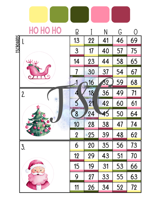 Ho Ho Ho Main Mega Block Bingo Board 1-75 Ball