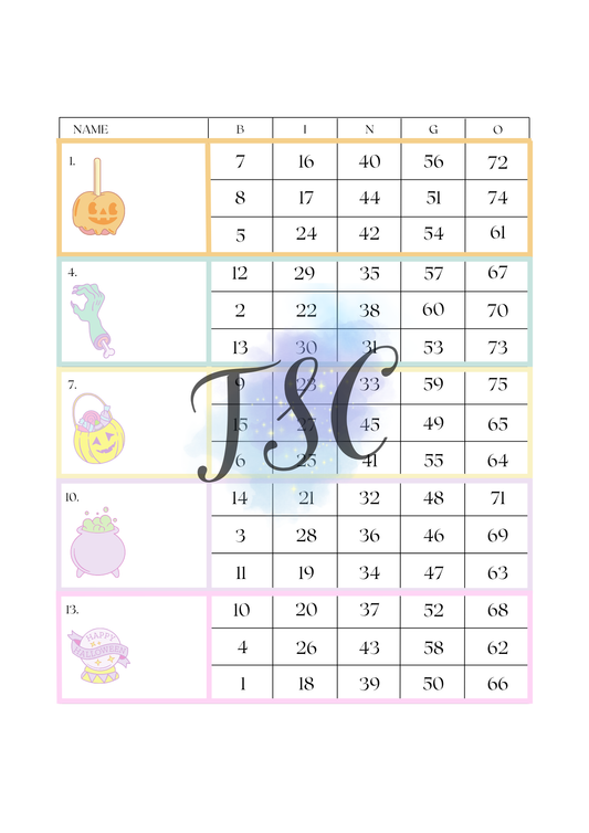 Pastel Halloween Blocks 1-75 Ball