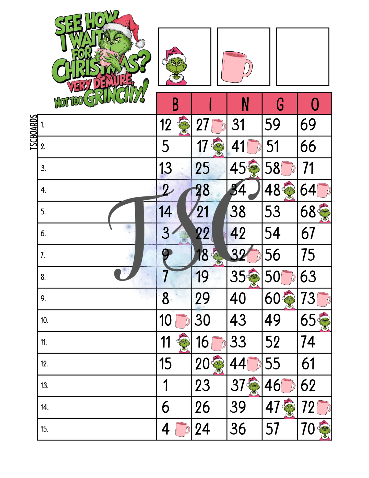 See How I Wait For Christmas, Very Demure, Very Mindful Bingo Board 1-75 Balls