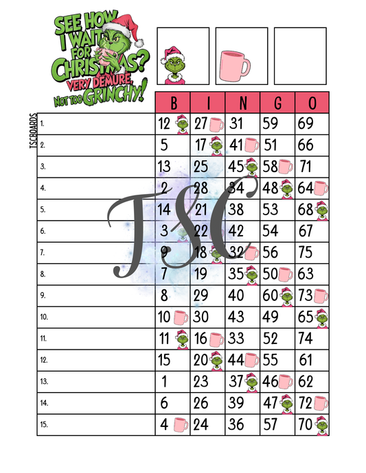 See How I Wait For Christmas, Very Demure, Very Mindful Bingo Board 1-75 Balls