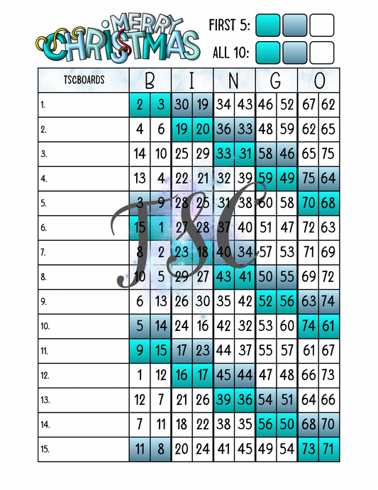 Merry Christmas Double Action Bingo Board 1-75 Ball