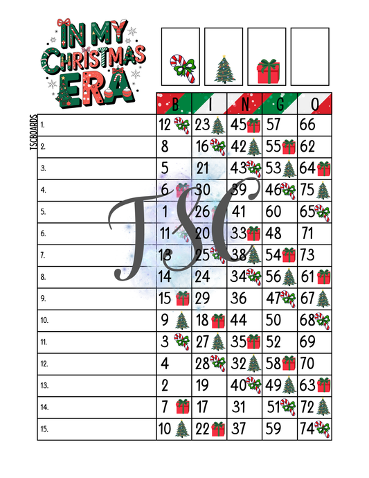 In My Christmas Era Bingo Board 1-75 Balls