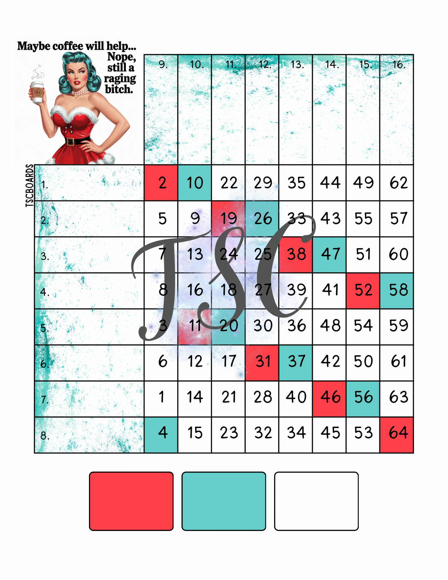 Maybe Coffee Will Help… Mini Grid Block Bingo Board 1-64 Ball