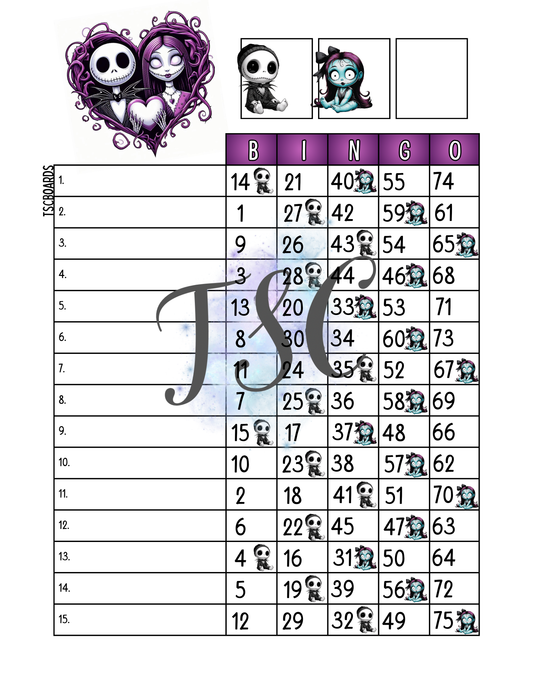 Baby Jack & Sally Bingo Board 1-75 Ball