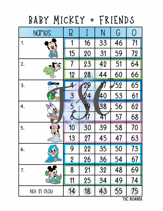 Baby Mouse & Friends Mini Blocks Bingo Board 1-75 Ball