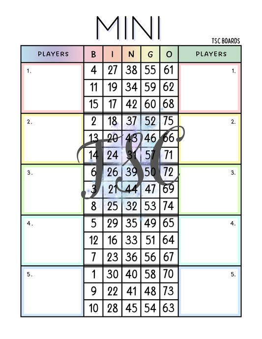 Mini Double Bingo Board 1-75 Ball