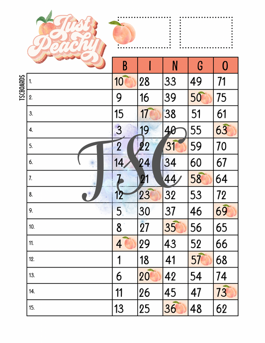 Just Peachy Bingo Board 1-75 Ball