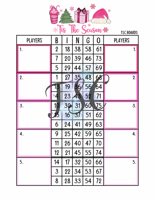 Tis The Season Buddy Block Bingo Board 1-75 Ball