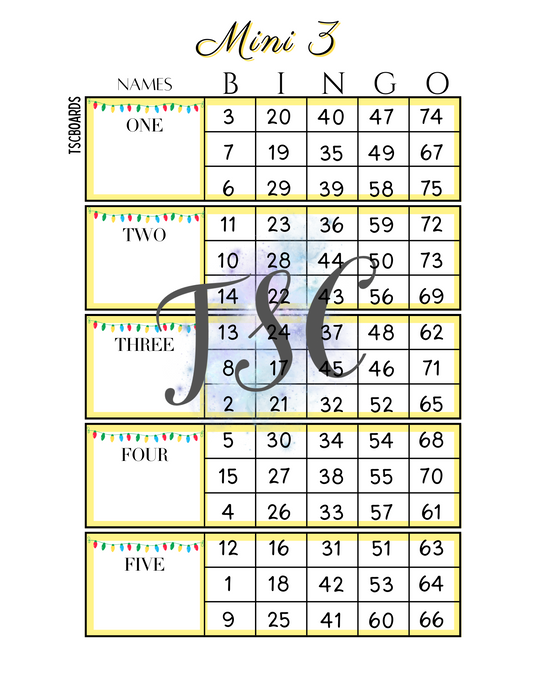 Block Mini 3 Bingo Board 1-75 Ball