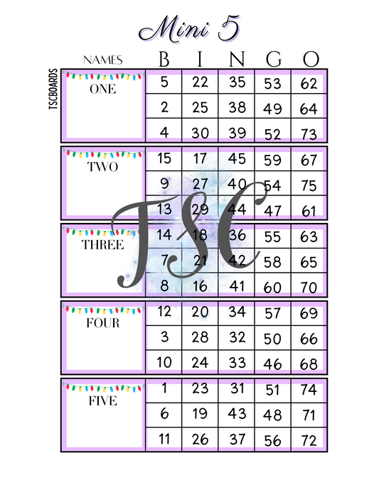 Block Mini 5 Bingo Board 1-75 Ball