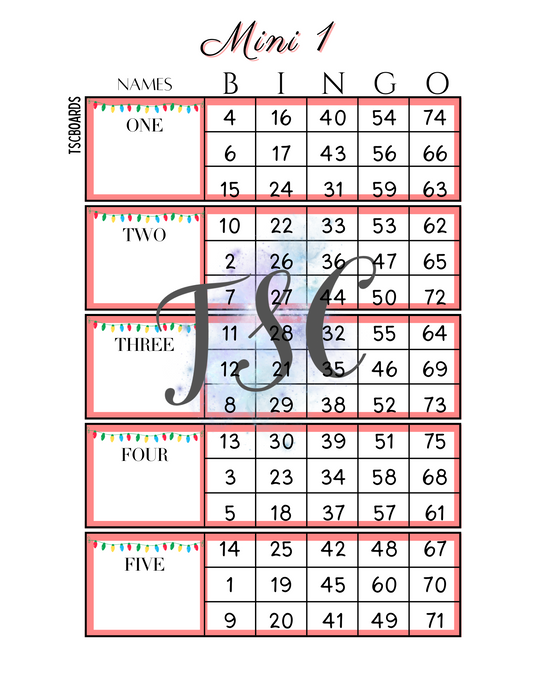 Block Mini 1 Bingo Board 1-75 Ball