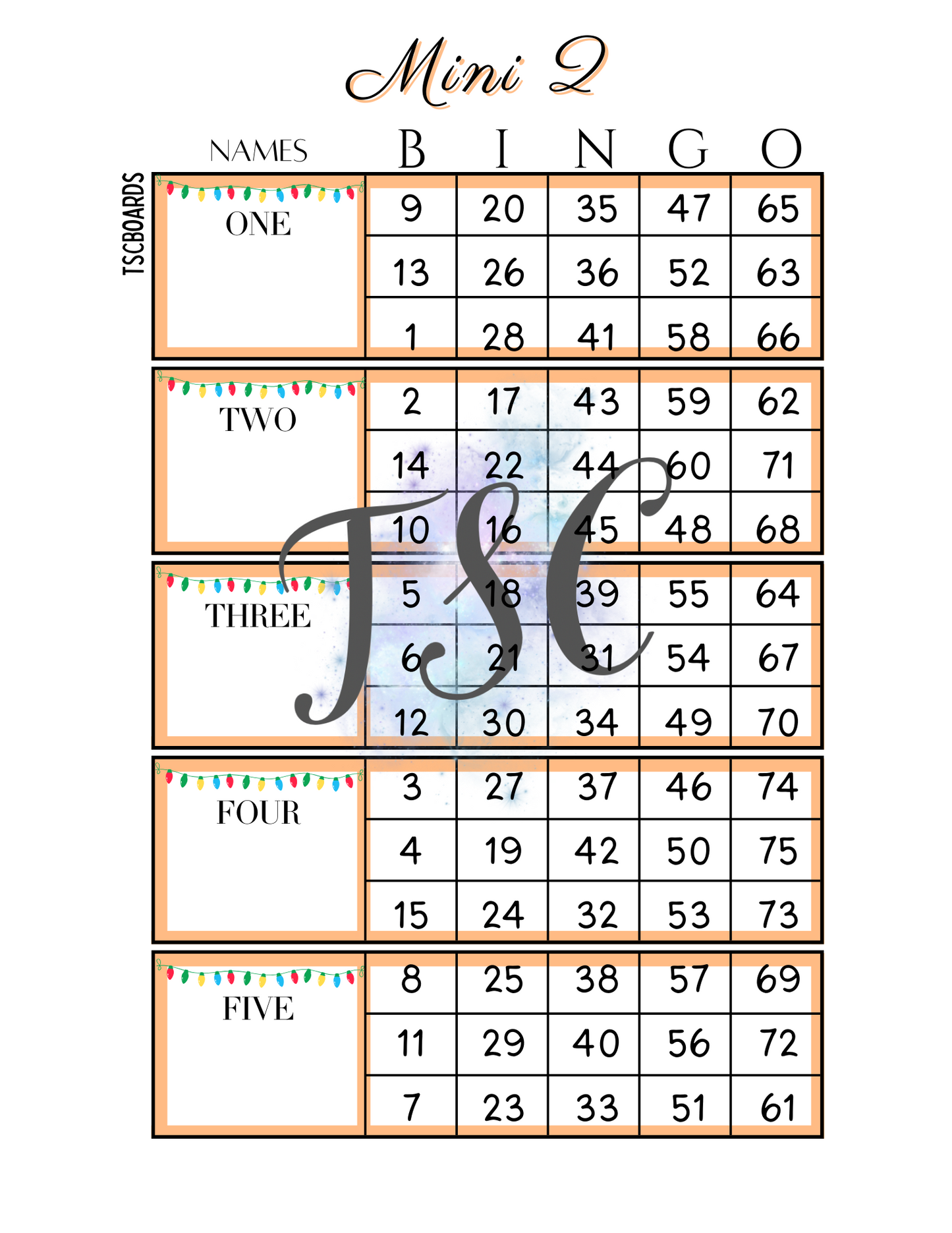 Block Mini 2 Bingo Board 1-75 Ball