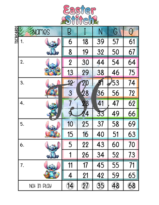 Easter Stitch Mini Block Bingo Board 1-75 Ball