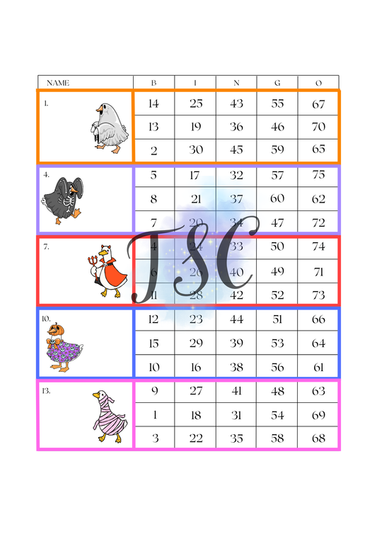 Ducks Halloween Blocks 1-75 Ball