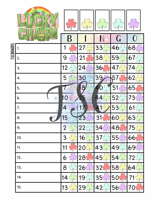 Lucky Charm Bingo Board 1-75 Ball