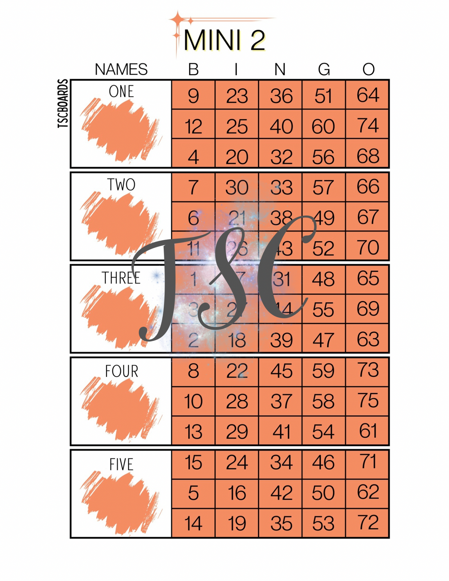 Mini 2 Block Bingo Board 1-75 Ball
