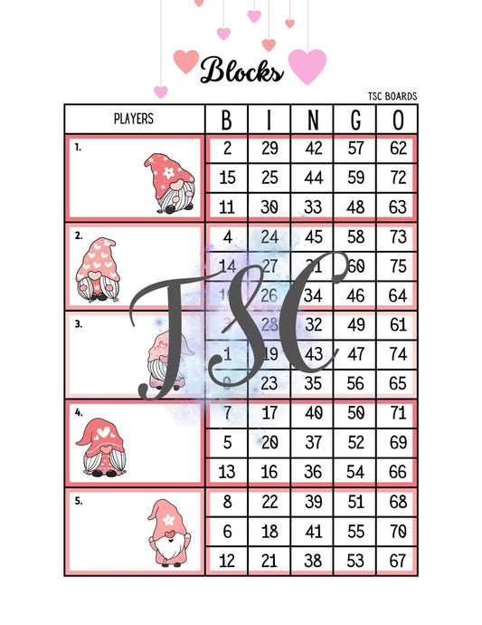 Gnomes Block Bingo Board 1-75 Ball