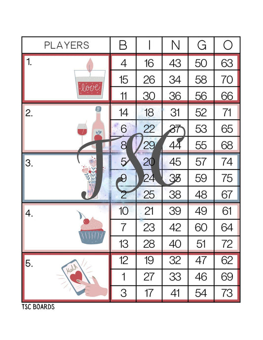 Match Bingo Board 1-75 Ball