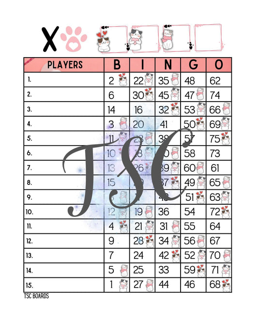 XO Bingo Board 1-75 Ball