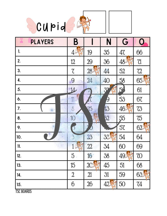 Cupid Bingo Board 1-75 Ball