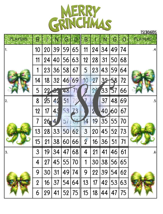 Merry Grinchmas Double Mega Block Bingo Board 1-75 Ball