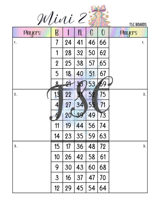 Dreamy Christmas Mini 2 Double Mega Bingo Board 1-75 Ball